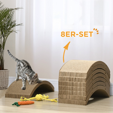 Кігтеточка PawHut Cat Board, 8 комплектів кігтеточок для вторинної переробки, гофрокартонні килимки для котячого біговела, кішки до 5 кг, 55 x 25.5 x 3 см, коричневий | Аосом