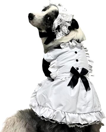 Сукня для собак FLAdorepet, костюм горничної з пов'язкою, костюм на Хелловін, наряд для великих порід, собак, дівчаток, цуценят, на Різдво, у відпустку, на весілля, сукня принцеси (чорна, XXX-Large (вага 36-45 кг))