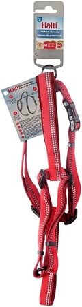 Шлейка для собак HALTI Walking, розмір M, червона. М'який неопреновий наповнювач, 5 регульованих ременів, світловідбиваюча тканина 3M. Підходить для середніх собак
