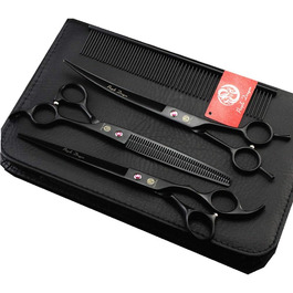 Набір для догляду за собаками Purple Dragon: вигнуті та фінішні ножиці, 20.3 см (8 дюймів), чорний колір