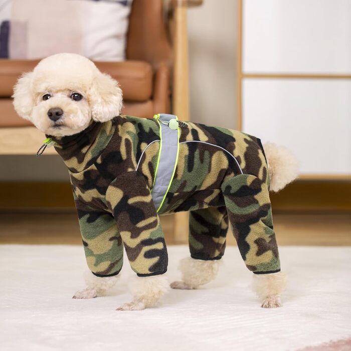 Піжама для собак з полярного флісу, тепла куртка та светр для маленьких та середніх собак, зимовий одяг для чотирилапих (X-Large, камуфляж)