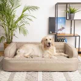 Ліжко для собак PillowPrim XXL 117x79 см, знімний чохол, бежеве, лежак для котів і собак, меблі для тварин
