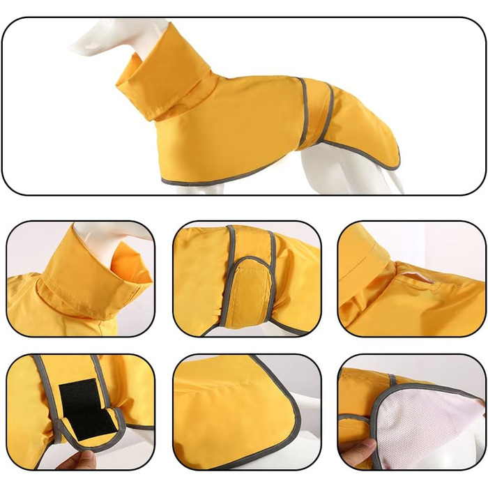 Жаропрочний дощовик для породисті собаки Віндгаунд (M, жовтий) - водонепроникний, легкий, для літа та зими