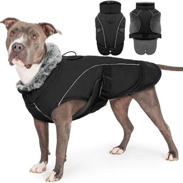 Зимовий теплий одяг для собак великих порід: куртка та пуловер (XXL, чорний)