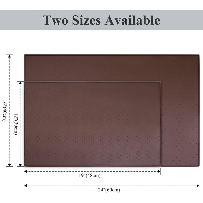 Підкладка під миску для собак та котів VIVAGLORY Grippymat, силіконова, L (60x40 см), шоколадного кольору
