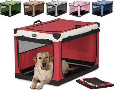 Транспортна переноска для собак Petsfit, велика, червона, розкладна, з міцної тканини та металевим каркасом