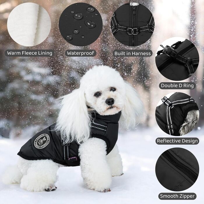 Зимова куртка для собак маленьких порід, водонепроникна, тепла, на шлейці, зелена L