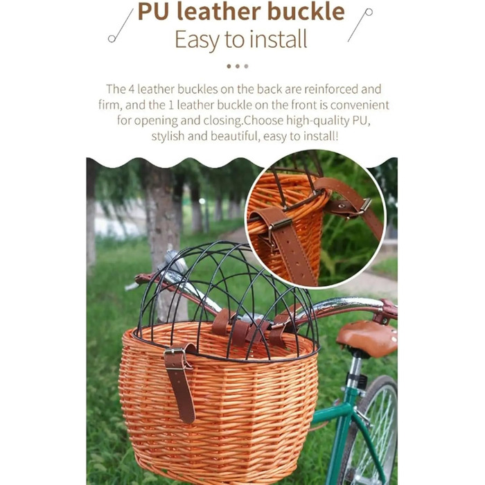 Плетені кошики для велосипеда з ротангу: переноска для тварин, універсальний кошик для собак та котів (колір дерева)