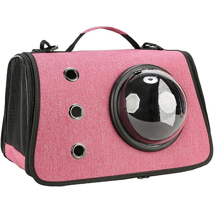 Рюкзак-переноска для котів та маленьких собак з прозорим вікном (Рожевий)