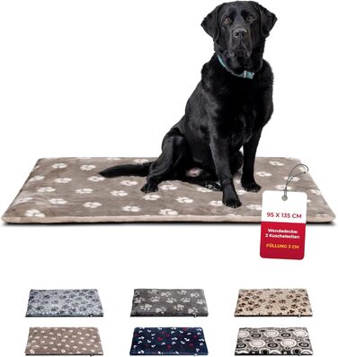 Лежак для собак HS-Hundebett® XL 95x135 см, двосторонній, м'який, бежевий, для дивану, авто і клітки, вироблено в Німеччині