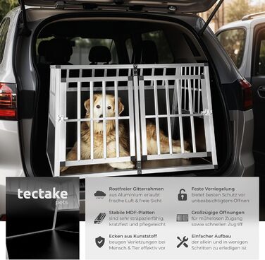 Транспортна переноска для собак tectake® - алюмінієва переноска для автомобіля та дому (104 x 90,5 x 69 см, Double)
