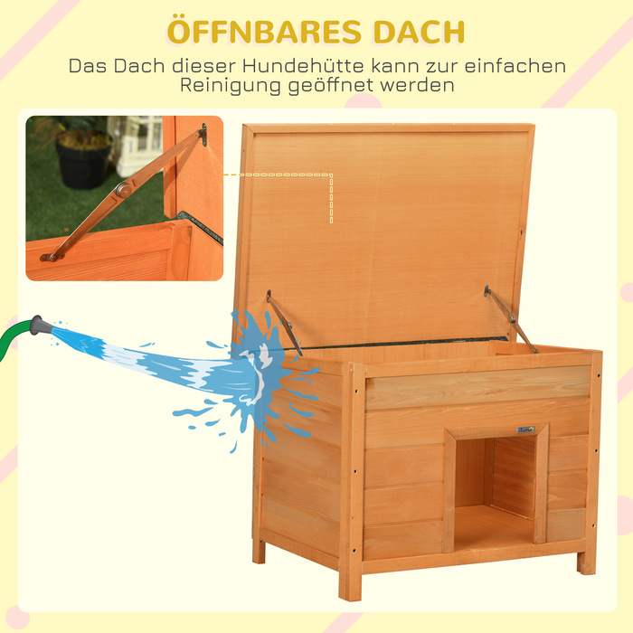 PawHut Dog Kennel Затишна собача печера з ялинового дерева з дахом, ідеально підходить для собак і кішок, 82x58x58 см | Aosom