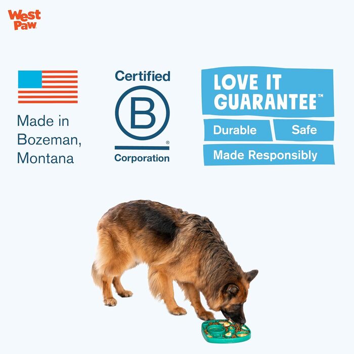 Килимок для годування West Paw Seaflex Waves Feast Mat - для собак, повільне годування, лижучий килимок, сприяє пошуку їжі, залучає вибагливих їдців, легкий у чищенні, з водоростями