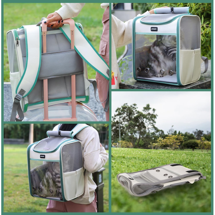 Рюкзак-переноска для котів та собак SWIHELP, зелений. Безпечний рюкзак-переноска для маленьких тварин, ідеальний для подорожей.