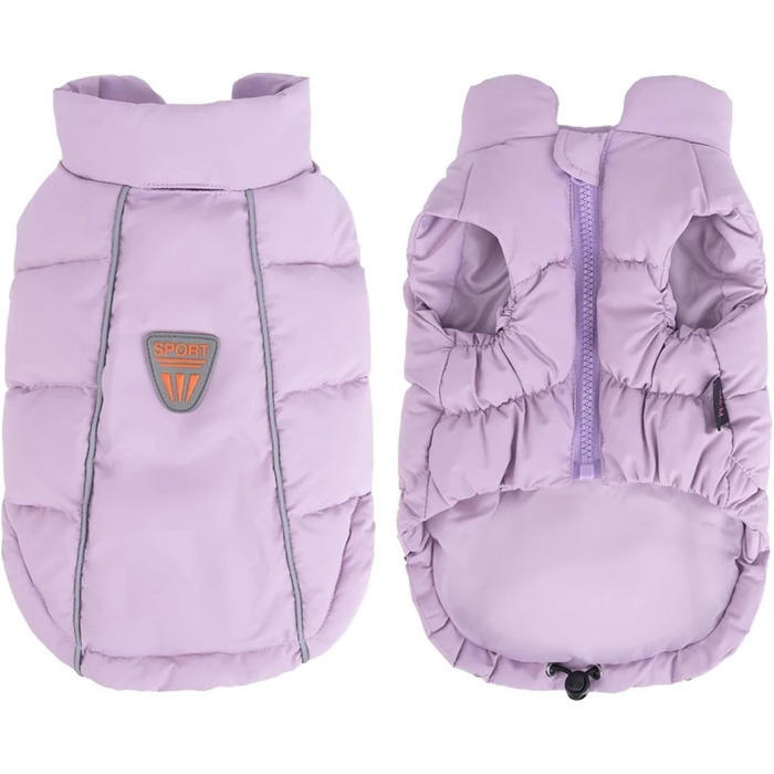 Вітро- та водовідштовхуюча куртка для собак, легкий захист від снігу та холоду, підходить для Бульдога, Лабрадора, Шіба-Іну, Шнауцера, жовта (фіолетова, S)