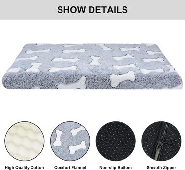 Килимок для собак Qoosea з Memory Foam, 50х40 см, сірий. Килимок для котів та собак середніх порід, миючий, з антиковзною основою