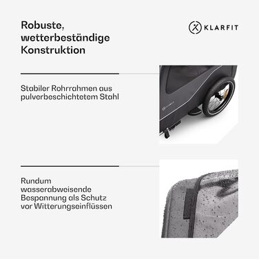 Причіп для собак Klarfit Goldie Home, 334 л, водовідштовхувальний, для дому та прогулянок, вантажопідйомність 40 кг, складаний, 16-дюймові колеса