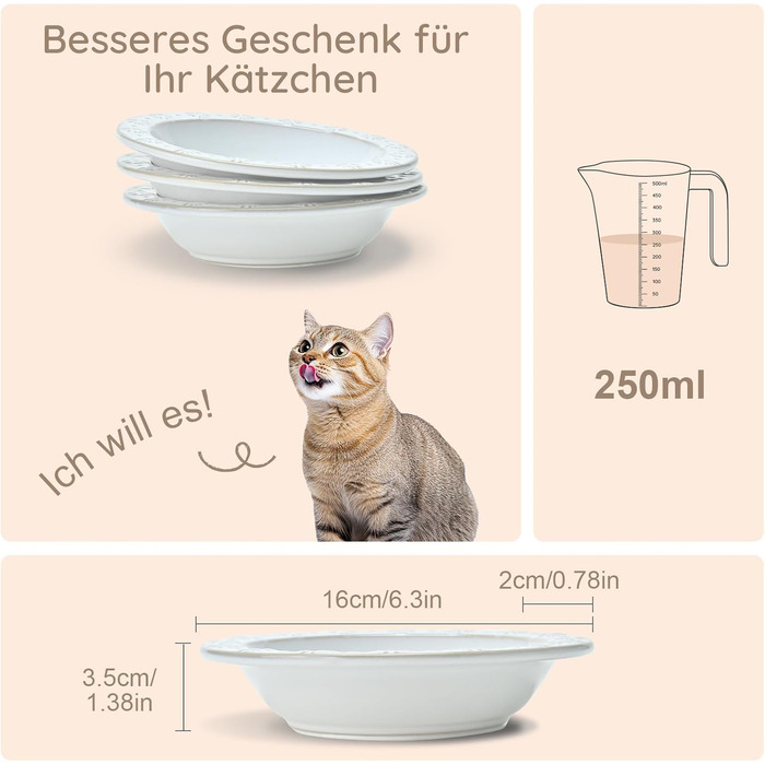 Набори керамічних мисок для котів SPUNKYJUNKY (3 шт.) - білий, сірий, ø16 см