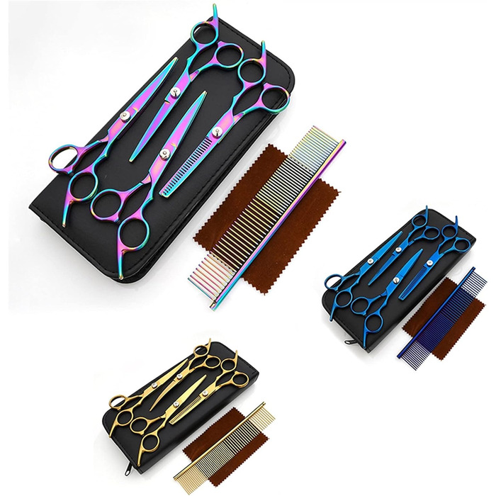 Набір професійних ножиць для стрижки собак: ножиці для стрижки та проріджування, для грумінгу та догляду за домашніми тваринами