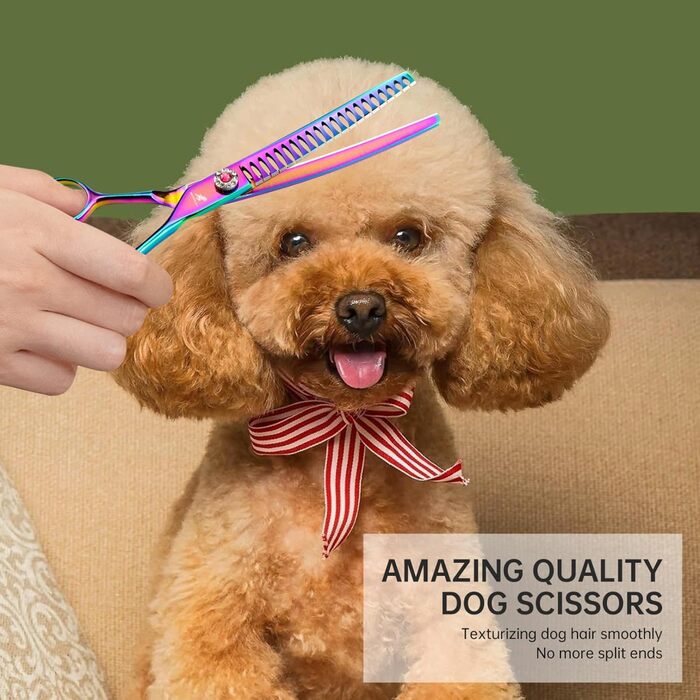 Вигнуті ножиці для грумінгу собак, 7 дюймів, портативні, легкі, кольорові, для домашнього використання (також підходять для котів)