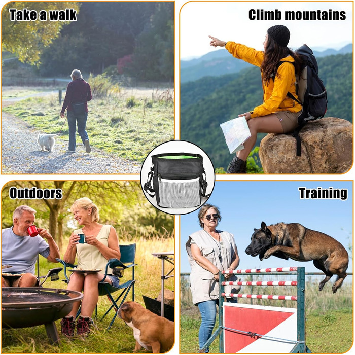 Сумка для ласощів для собак CONLI з портативним мискою та клікером для тренувань, диспенсер для пакетів, аксесуар для дресирування