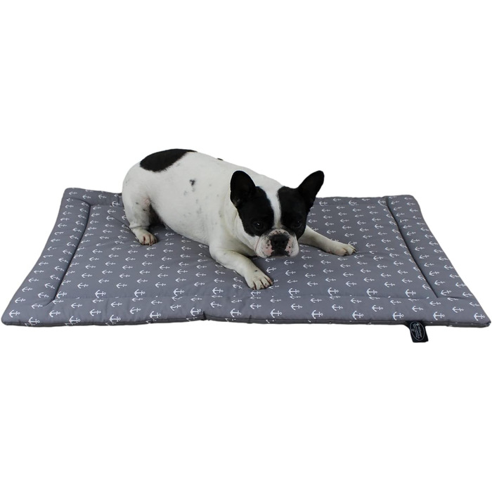Літня собача лежанка HS-Hundebett® XS 45x65 см, бавовна з наповнювачем, двостороння, прана, легка, анкер сірий, вироблено в Німеччині