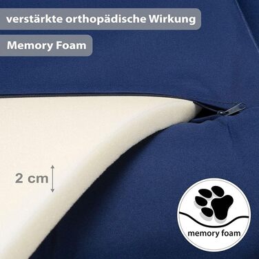 Ортопедичне ліжко для собак KAHU® з віскоеластичною піною (50x76 см) • М'яке, легко миється • Водовідштовхувальне, блакитне ліжко для собак