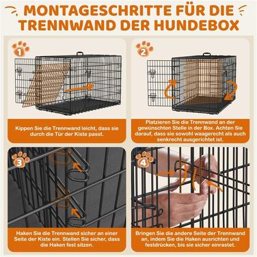 Клітка для собак Yaheetech 122x71x78 см, розкладна з перегородкою, 2 двері, чорна, для дому та транспортування