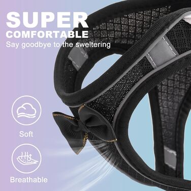 Шлейка та поводок для котів, набір для прогулянок на вулиці, антивислизаюча, регульована, з м'якої дихаючої сітки, легка шлейка для маленьких собак, цуценят, кроликів, чорного кольору