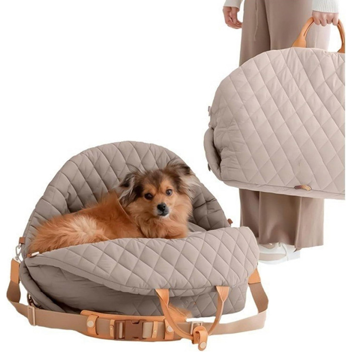 Міцна переноска для собак ZYHARUKO з кишенькою для зберігання, 3-сторонні кільця, неслизьке дно для авто, подорожей, дому, зручна для подорожей