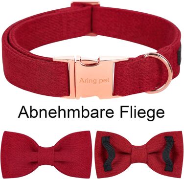 Нашийник для собак Aring PET на Різдво, червоний бавовняний нашийник з бантиком, милий нашийник з метеликом, подарунок для собак з металевою застібкою, для маленьких, середніх та великих собак, L, червоний