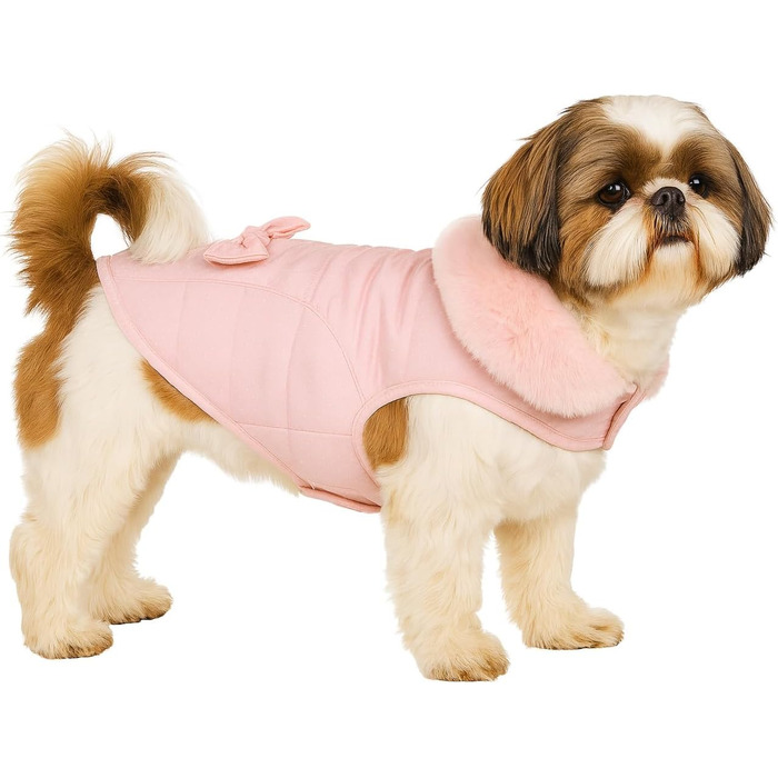 Жакетик для собак 'Flamingo Guzzi' – м'який фліс з бантиком, 30 см, для маленьких порід (Чихуахуа, Йоркширський тер'єр, Пудель), РОЗОВИЙ 30 см