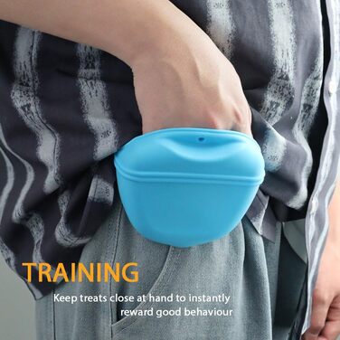 Силіконові мішечки для корму для собак, з магнітною застібкою, для прогулянок та тренувань на вулиці (1 шт., чорний та небесно-блакитний)