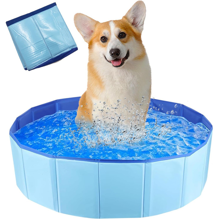 Надувний басейн для собак та котів, 60x20 см, PVC, портативний, блакитний