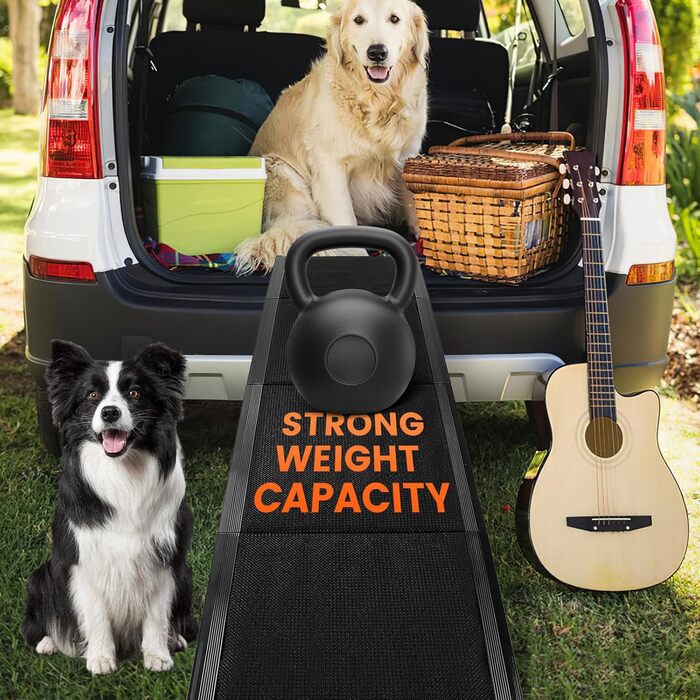 Рампа для собак Hunderampe, 180 x 50 см, авто-складна, антиковзаюча, для легкових автомобілів, позашляховиків та вантажівок, до 110 кг, для великих та літніх собак, алюмінієвий каркас, довга