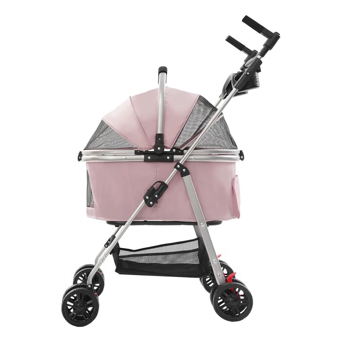 Візок для собак маленьких порід, 3-в-1: візок, буги, переноска. Складаний, до 12 кг, для котів та собак. Алюмінієвий, регульована ручка 180°, обертові колеса 360°