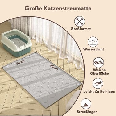 Килимок під лоток для котів Garoopion Katzenklo Matte, 86x56 см, силікон, сірий