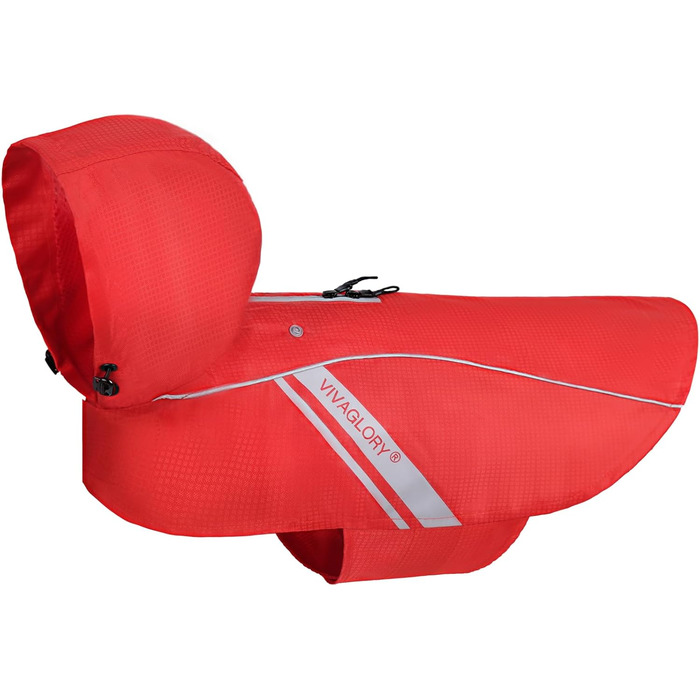 Дощовик для собак VIVAGLORY, червоний, XS/L (обхват грудей 66-76.2 см), водонепроникний, з підкладкою, для зими