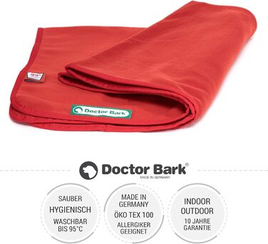 Doctor Bark М'яка флісова ковдра для собак, гігієнічна, пральна до 95°C, для дивана й лежака, 120x90 см, червона, Німеччина