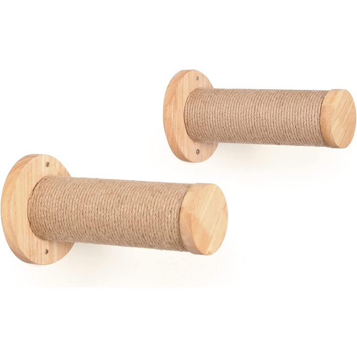 Сходинка для котів FUKUMARU - 2 шт., дерево Гуми, діаметр 9 см, довжина 30 см, сизалова колонка, кріплення на стіну, джутова драбина, для створення ігрової стіни, бежевий