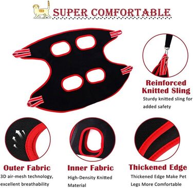 Гамак для догляду за котами та собаками 12-в-1 з гребінцем, пилочкою та кусачками для нігтів, інструмент для стрижки нігтів, купання, догляду за вухами та миття