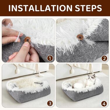 М'яке ліжко для котів, 60x45 см, плюшеве, для котів та маленьких собак, 2 в 1, тепле гніздо, ліжко-мішок, ковдра для котів, миється, розмір 91x71x3 см
