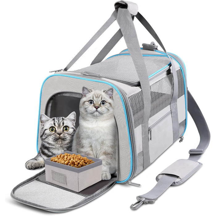Транспортувальна сумка для котів та собак великих, середніх та малих порід, складна, м'які боки, 25 л, сірий колір