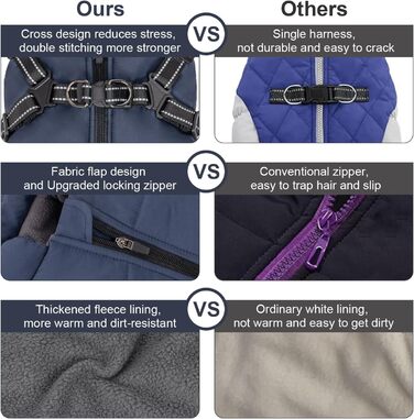 Зимова куртка для собак з нагрудником та гнучким поясом, захист від вітру та живота, світловідбиваюча жилетка для тварин з флісовою підкладкою, для маленьких собак (Темно-синій, XL)