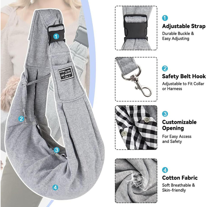 Сумка-переноска для собак, регульована, до 10 кг – комфортна, для активного відпочинку з собаками та котами