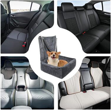 Автокрісло для цуценят та собак | Складане автоліжко | Зручне та безпечне перевезення тварин | Сіре