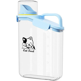 Контейнер для котячого корму 2.8L: герметичний, з мірним стаканчиком та ручкою. Підходить для собак та котів, BPA-free, прозорий.