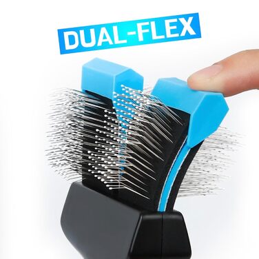 iToleeve Dual Flex професійна щітка для довгошерстих собак і котів, для видалення підшерстя, ковтунів і вузлів