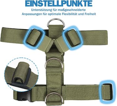 Шлейка для собак FeimaX великих порід, тактична, не тягне, дихаюча, зручна, зелена (L)