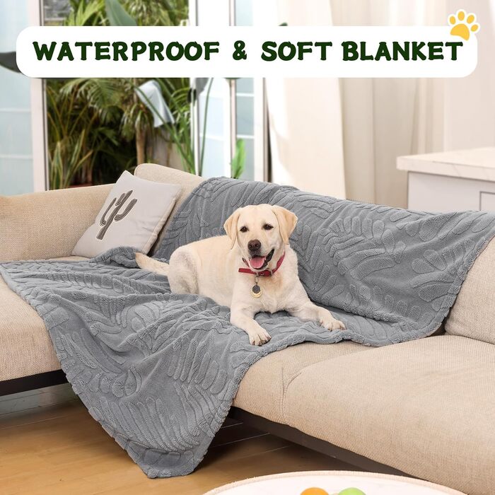 Водонепроникний коврик для собак Baodan, 73x100 см, пральний флісовий коврик для собак - М'який, теплий та пухнастий. Ідеально підходить як коврик для домашніх тварин для ліжка, дивана та софи, (Сірий, 150 x 127 см)